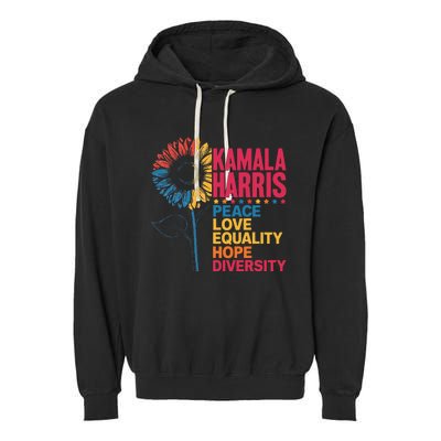 Kamala Harris Peace Love Equality Hope Diversity Garment-Dyed Fleece Hoodie