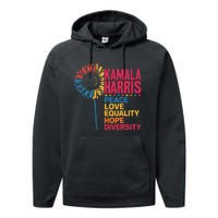 Kamala Harris Peace Love Equality Hope Diversity Performance Fleece Hoodie