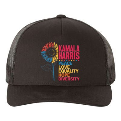 Kamala Harris Peace Love Equality Hope Diversity Yupoong Adult 5-Panel Trucker Hat