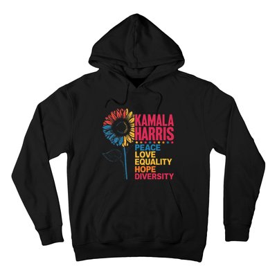 Kamala Harris Peace Love Equality Hope Diversity Hoodie