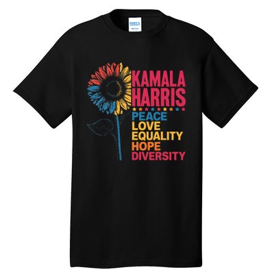 Kamala Harris Peace Love Equality Hope Diversity Tall T-Shirt