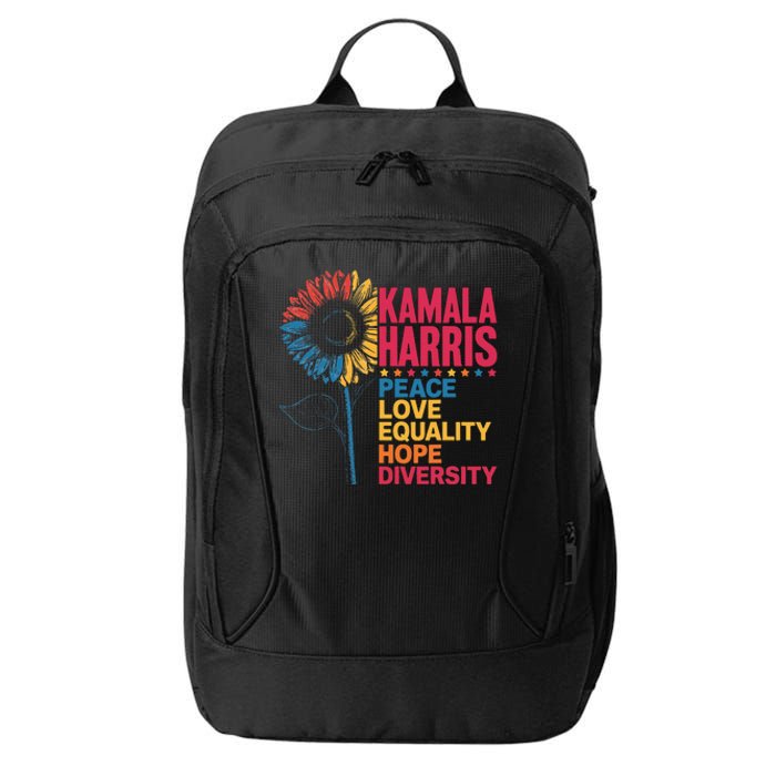 Kamala Harris Peace Love Equality Hope Diversity City Backpack