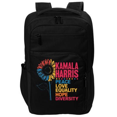 Kamala Harris Peace Love Equality Hope Diversity Impact Tech Backpack