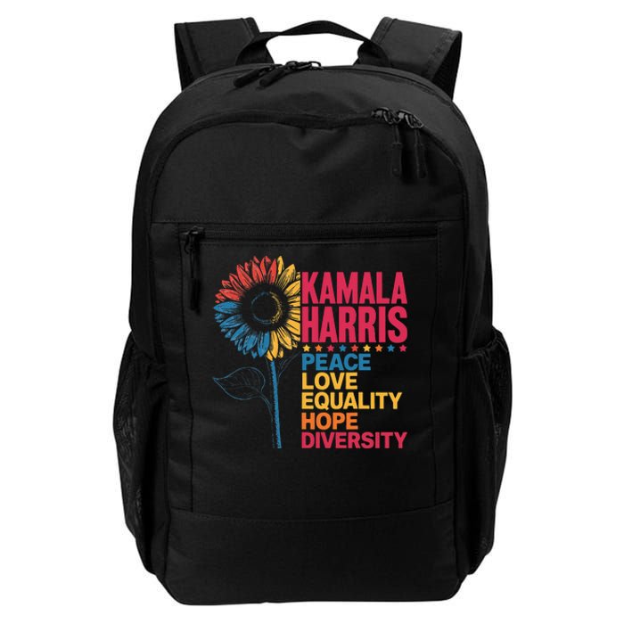 Kamala Harris Peace Love Equality Hope Diversity Daily Commute Backpack