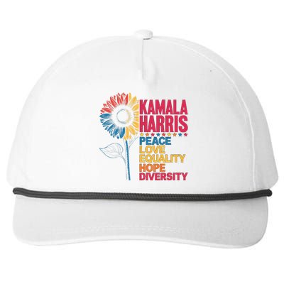 Kamala Harris Peace Love Equality Hope Diversity Snapback Five-Panel Rope Hat