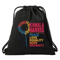 Kamala Harris Peace Love Equality Hope Diversity Drawstring Bag