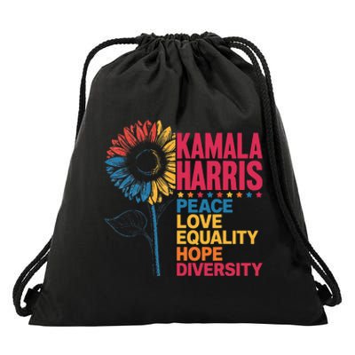 Kamala Harris Peace Love Equality Hope Diversity Drawstring Bag