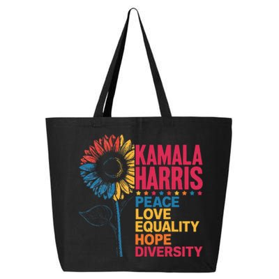 Kamala Harris Peace Love Equality Hope Diversity 25L Jumbo Tote