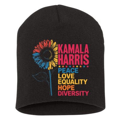 Kamala Harris Peace Love Equality Hope Diversity Short Acrylic Beanie