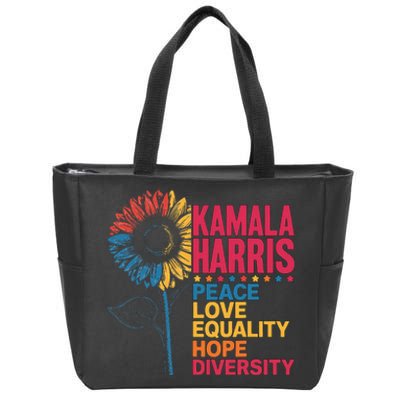 Kamala Harris Peace Love Equality Hope Diversity Zip Tote Bag