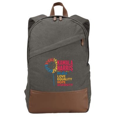 Kamala Harris Peace Love Equality Hope Diversity Cotton Canvas Backpack