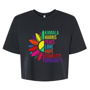 Kamala Harris Peace Love Equality Hope Diversity Gift Bella+Canvas Jersey Crop Tee