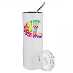 Kamala Harris Peace Love Equality Hope Diversity Gift Stainless Steel Tumbler