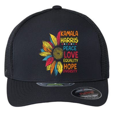 Kamala Harris Peace Love Equality Hope Diversity Flexfit Unipanel Trucker Cap