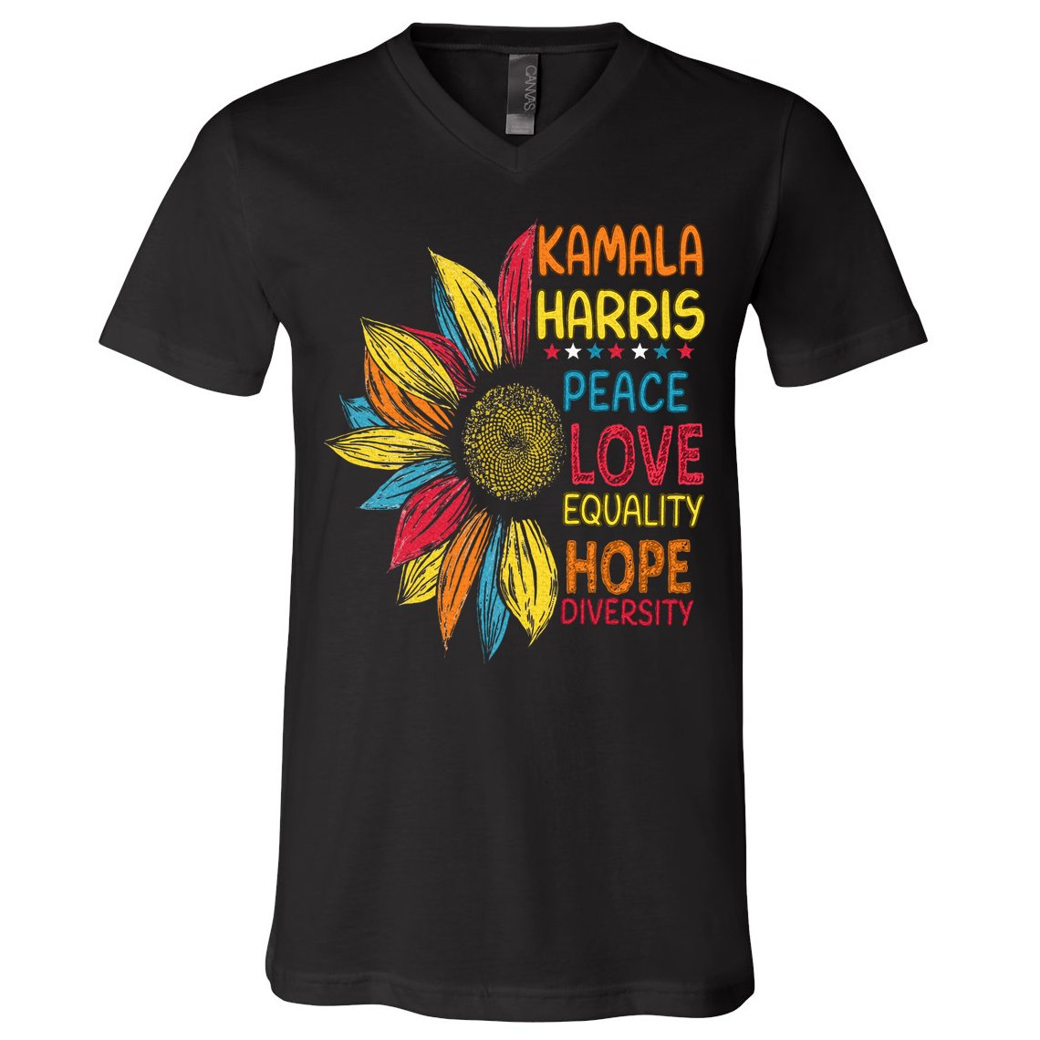 Kamala Harris Peace Love Equality Hope Diversity V-Neck T-Shirt