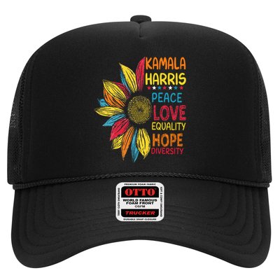Kamala Harris Peace Love Equality Hope Diversity Trucker Hat