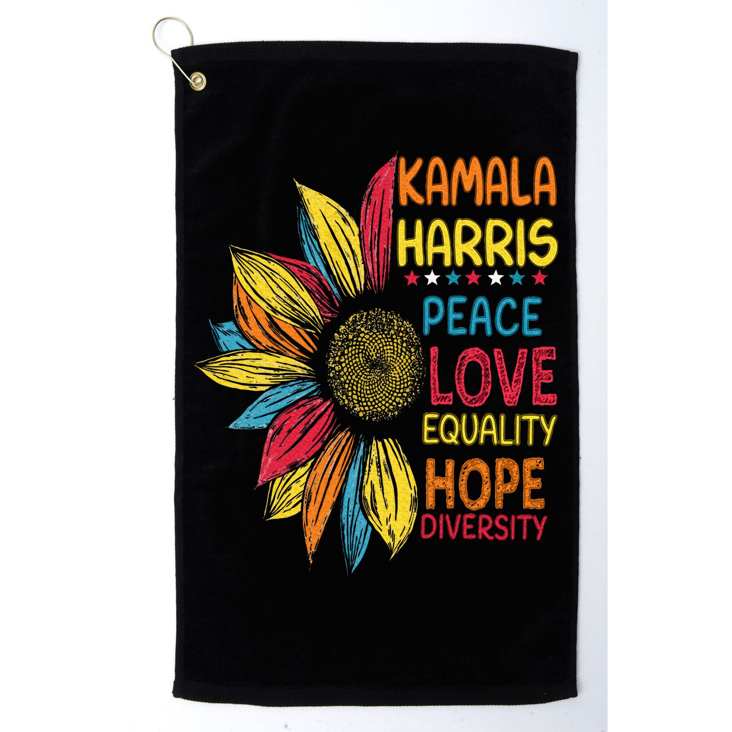 Kamala Harris Peace Love Equality Hope Diversity Golf Towel