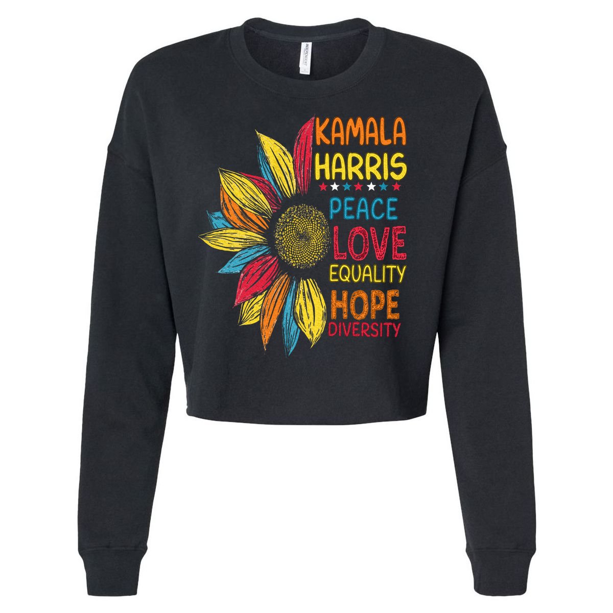 Kamala Harris Peace Love Equality Hope Diversity Cropped Pullover Crew