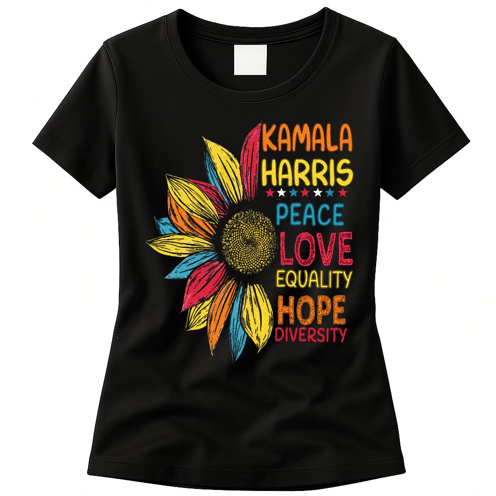 Kamala Harris Peace Love Equality Hope Diversity Womens T-Shirt