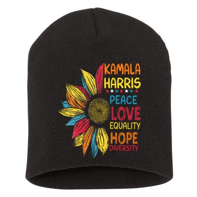 Kamala Harris Peace Love Equality Hope Diversity Short Acrylic Beanie