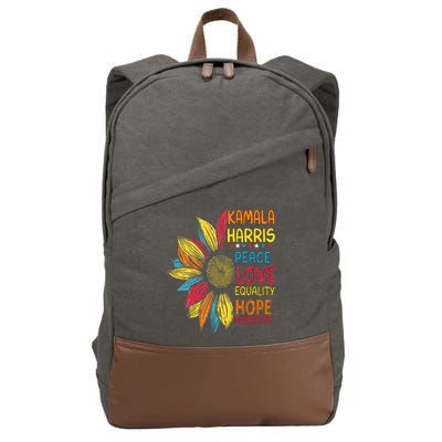 Kamala Harris Peace Love Equality Hope Diversity Cotton Canvas Backpack