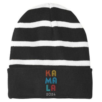 Kamala Harris Presidential Election Striped Beanie with Solid Band