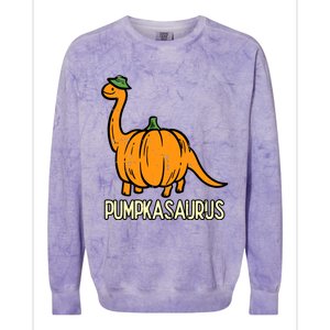 Kids Halloween Pumpkin Dino Pumpasaurus Costume Colorblast Crewneck Sweatshirt