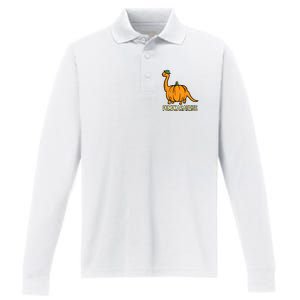 Kids Halloween Pumpkin Dino Pumpasaurus Costume Performance Long Sleeve Polo