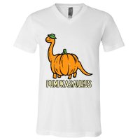 Kids Halloween Pumpkin Dino Pumpasaurus Costume V-Neck T-Shirt