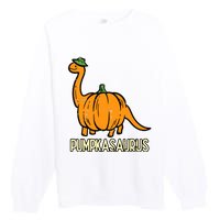 Kids Halloween Pumpkin Dino Pumpasaurus Costume Premium Crewneck Sweatshirt