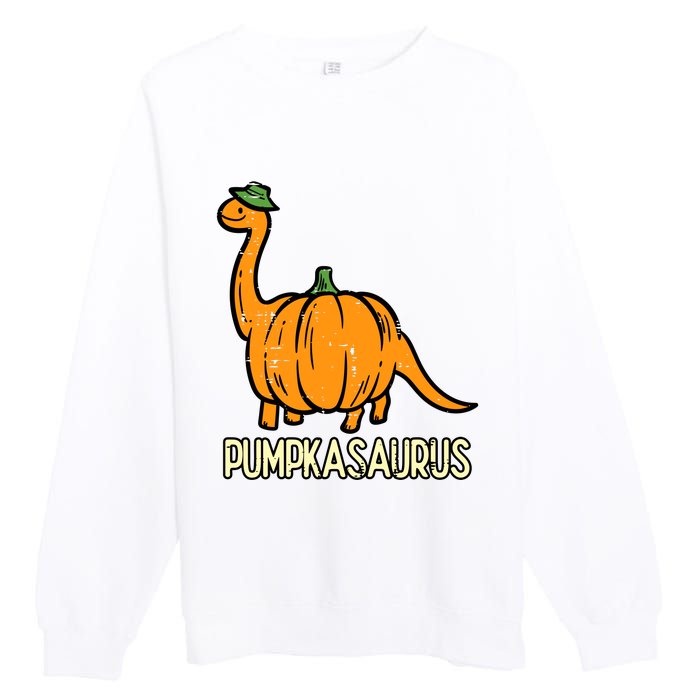 Kids Halloween Pumpkin Dino Pumpasaurus Costume Premium Crewneck Sweatshirt