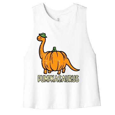 Kids Halloween Pumpkin Dino Pumpasaurus Costume Women's Racerback Cropped Tank