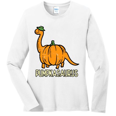 Kids Halloween Pumpkin Dino Pumpasaurus Costume Ladies Long Sleeve Shirt