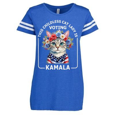 Kamala Harris Presiden 2024 Childless Cat Lady Madam Enza Ladies Jersey Football T-Shirt