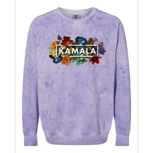 Kamala Harris Pretty Floral Flowers Harris 2024 Colorblast Crewneck Sweatshirt