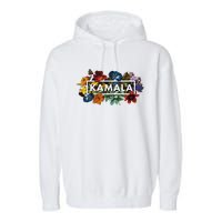 Kamala Harris Pretty Floral Flowers Harris 2024 Garment-Dyed Fleece Hoodie