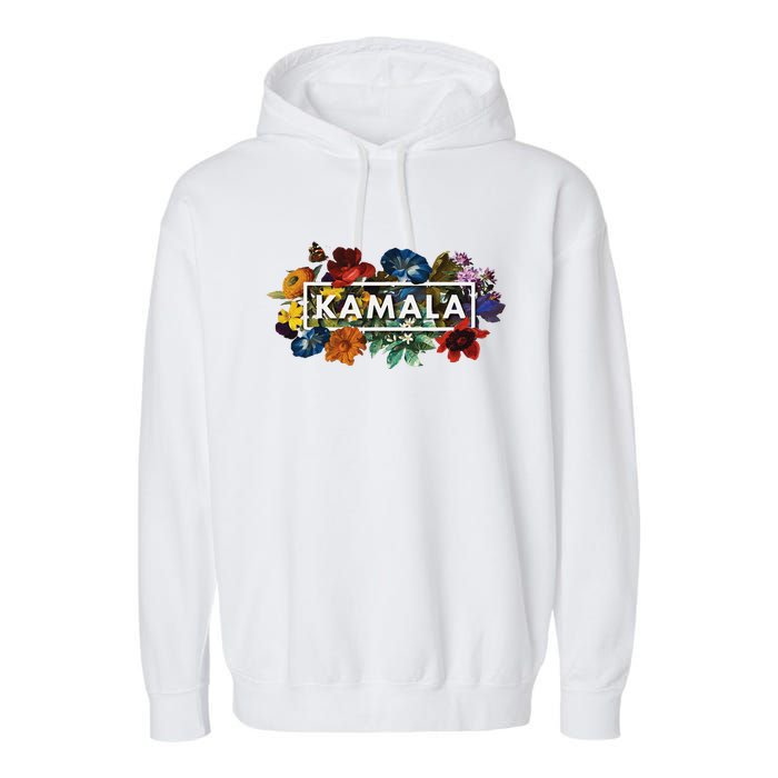 Kamala Harris Pretty Floral Flowers Harris 2024 Garment-Dyed Fleece Hoodie