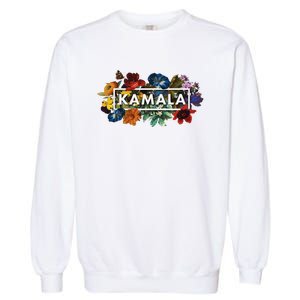 Kamala Harris Pretty Floral Flowers Harris 2024 Garment-Dyed Sweatshirt