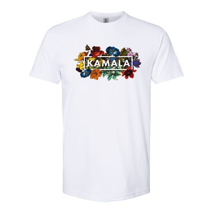 Kamala Harris Pretty Floral Flowers Harris 2024 Softstyle CVC T-Shirt