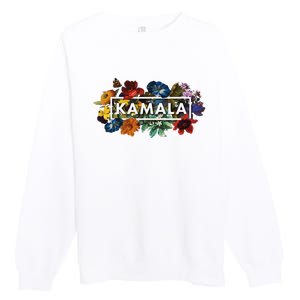 Kamala Harris Pretty Floral Flowers Harris 2024 Premium Crewneck Sweatshirt