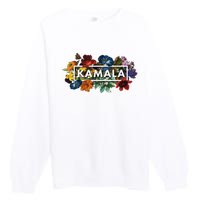 Kamala Harris Pretty Floral Flowers Harris 2024 Premium Crewneck Sweatshirt