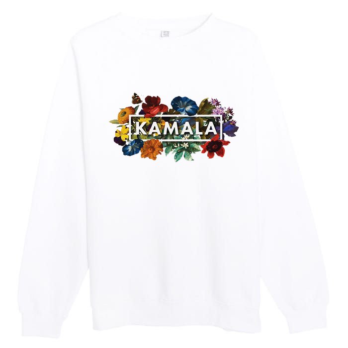 Kamala Harris Pretty Floral Flowers Harris 2024 Premium Crewneck Sweatshirt