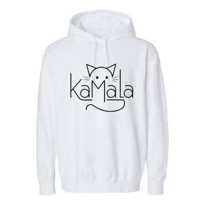 Kamala Harris President 2024 Cat Lettering Positive Minimalist Garment-Dyed Fleece Hoodie