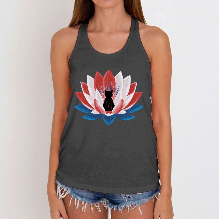 Kamala Harris President Campaign Lotus Childless Cat Lady Women's Knotted Racerback Tank