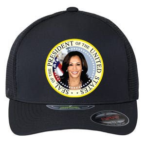 Kamala Harris Presidential Seal Portrait Flexfit Unipanel Trucker Cap