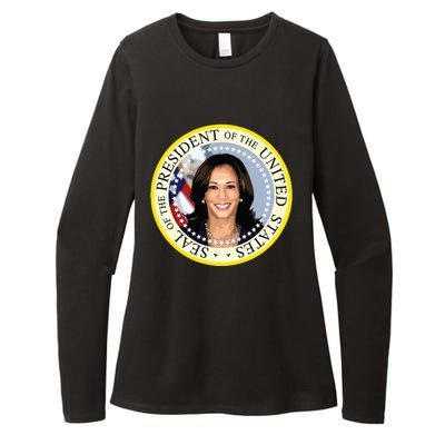 Kamala Harris Presidential Seal Portrait Womens CVC Long Sleeve Shirt