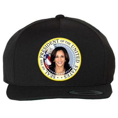 Kamala Harris Presidential Seal Portrait Wool Snapback Cap