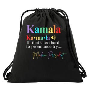 Kamala Harris Pronunciation Madam President Drawstring Bag