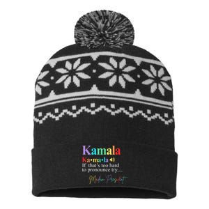 Kamala Harris Pronunciation Madam President USA-Made Snowflake Beanie