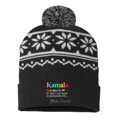 Kamala Harris Pronunciation Madam President USA-Made Snowflake Beanie